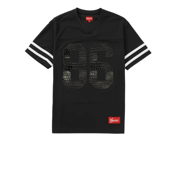 SUPREME FAUX CROC FOOTBALL JERSEY BLACK SS22