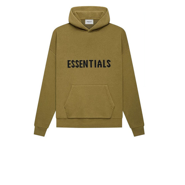 RvceShops - FEAR OF GOD ESSENTIALS KNIT PULLOVER HOODIE AMBER FW21 - binny  clothing pants