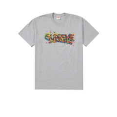 SUPREME PAINT LOGO TEE HEATHER GREY SS20