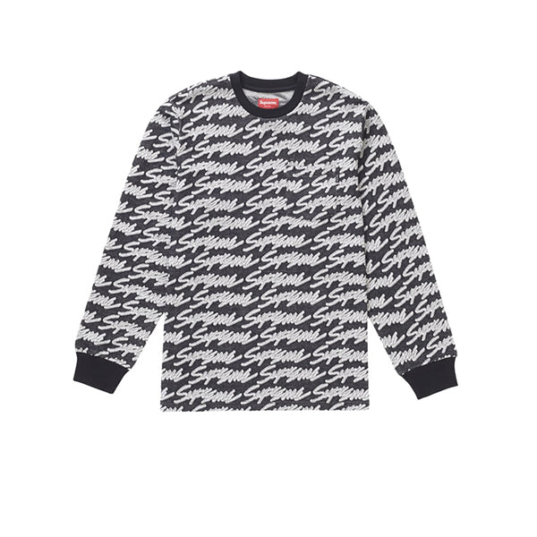 SUPREME SIGNATURE SCRIPT LOGO Long Sleeve POCKET TEE BLACK SS19