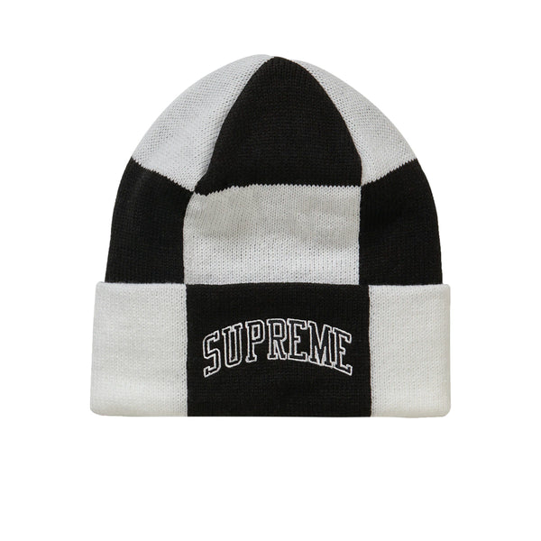 SUPREME CHECKERBOARD BEANIE WHITE FW19 - Stay Fresh