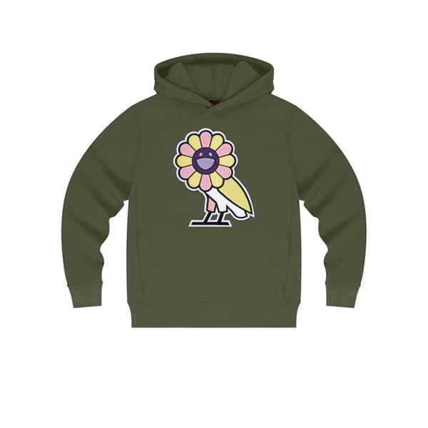 ASOS DESIGN puff print flower sweatshirt in dark green