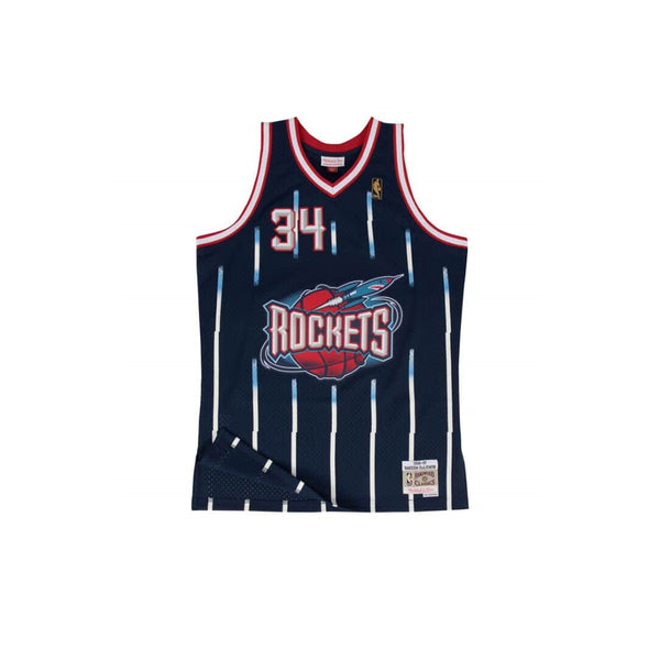 MITCHELL & NESS NBA HARDWOOD CLASSIC SWINGMAN HOUSTON ROCKETS HAKEEM OLAJUWON ROAD 1996-97 JERSEY NAVY
