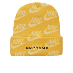 SUPREME X NIKE JACQUARD LOGOS BEANIE PALE YELLOW