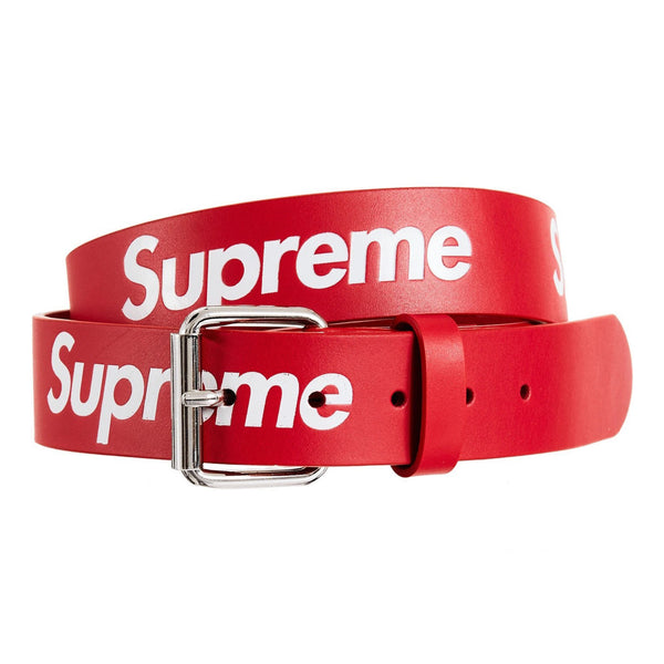 SUPREME REPEAT LEATHER BELT RED SS22