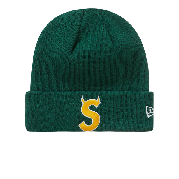 SUPREME NEW ERA S LOGO BEANIE DARK GREEN FW22 - HealthdesignShops