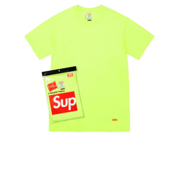 HANES X SUPREME TAGLESS TEES (2 PACK) FLOURESCENT YELLOW SS23