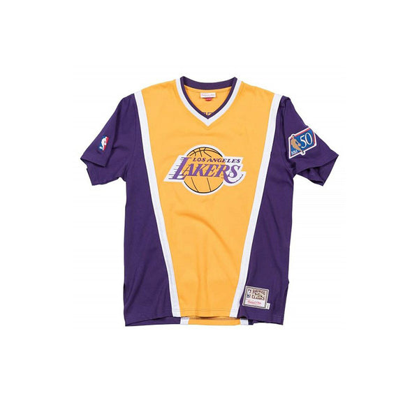 Men's Mitchell & Ness Purple Los Angeles Lakers 1996-1997 Hardwood Classics on Court Authentic Shooting T-Shirt Size: Small