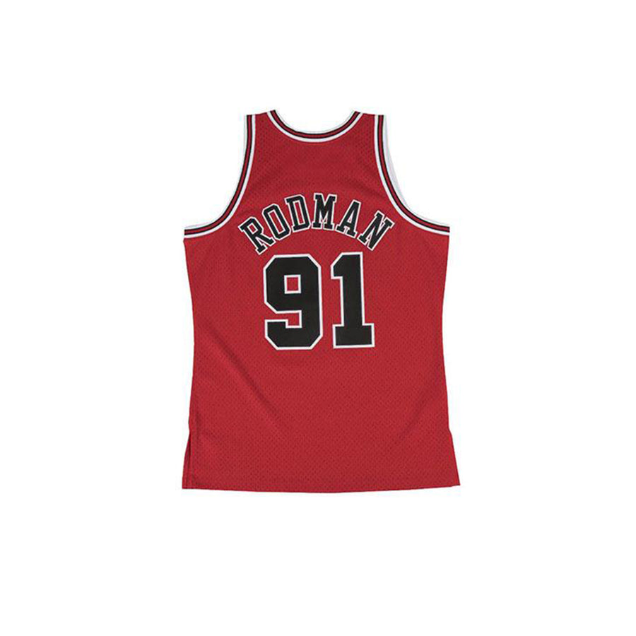 MITCHELL & NESS NBA HARDWOOD CLASSIC SWINGMAN CHICAGO BULLS DENNIS RODMAN ROAD 1997-98 ROAD JERSEY RED