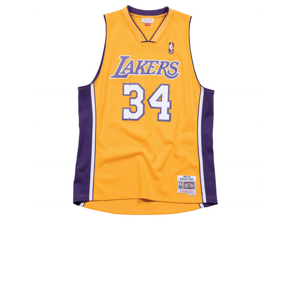 MITCHELL & NESS NBA HARDWOOD CLASSIC SWINGMAN LOS ANGELES LAKERS SHAQUILLE O'NEAL HOME 1999-00 JERSEY GOLD