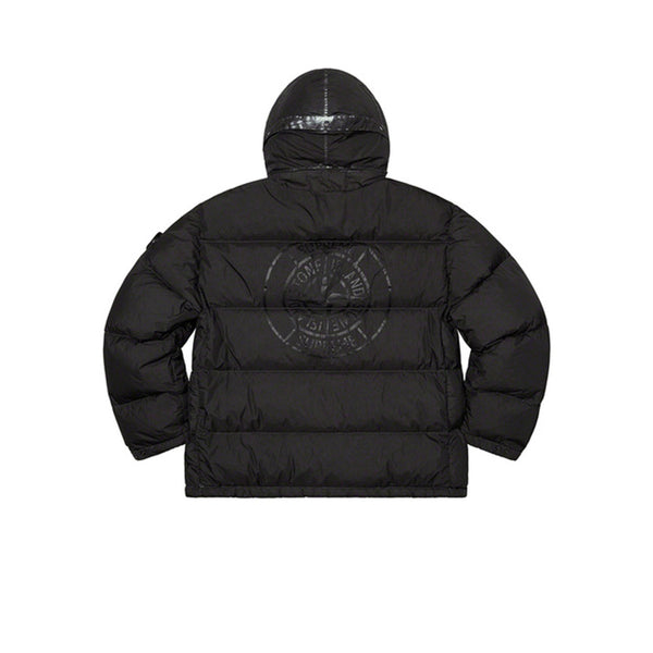 STONE ISLAND X SUPREME PAINTED CAMO CRINKLE DOWN JACKET BLACK FW20