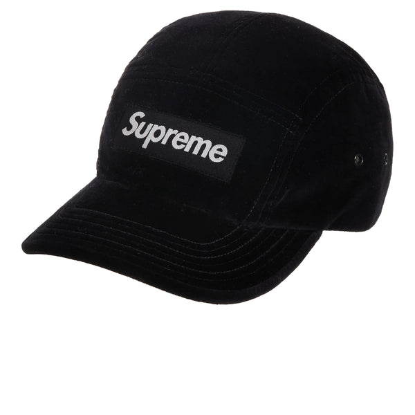 SUPREME VELVET CAMP CAP BLACK FW20 - Stay Fresh